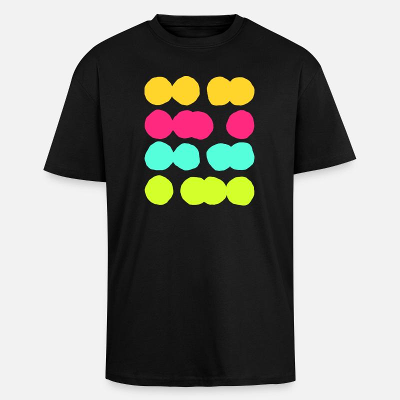 Colourful Abstract Circle Pattern - Fun & Vibrant - Unisex Oversized Heavyweight T-shirt - black