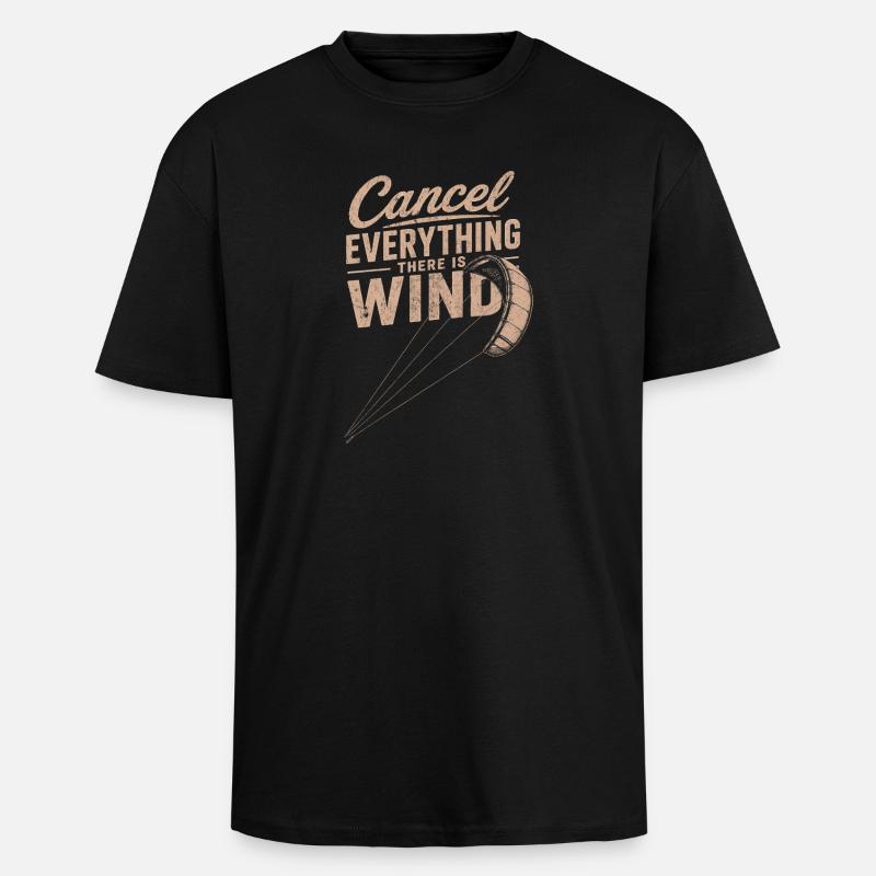 Windspruch Graphic: Cancel Everything Wind - Unisex Oversized Heavyweight T-shirt - black