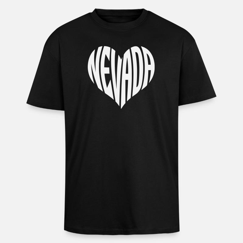 Nevada Herz Typografie - Oversized Heavyweight Unisex T-Shirt - Schwarz