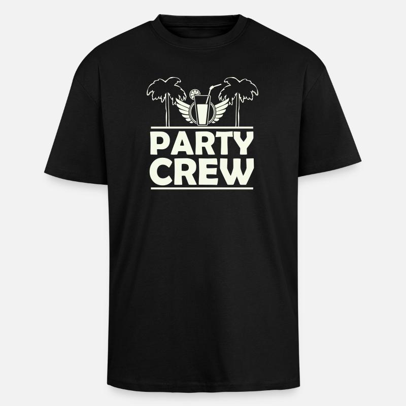 Party Crew Palm Trees - Unisex Oversized Heavyweight T-shirt - black