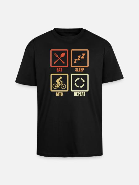 Eat Sleep MTB Repeat - Unisex Oversized Heavyweight T-shirt - black