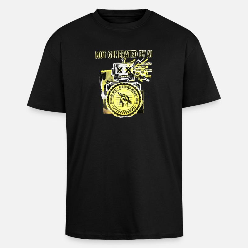 AI Human Error - Unisex Oversized Heavyweight T-shirt - black