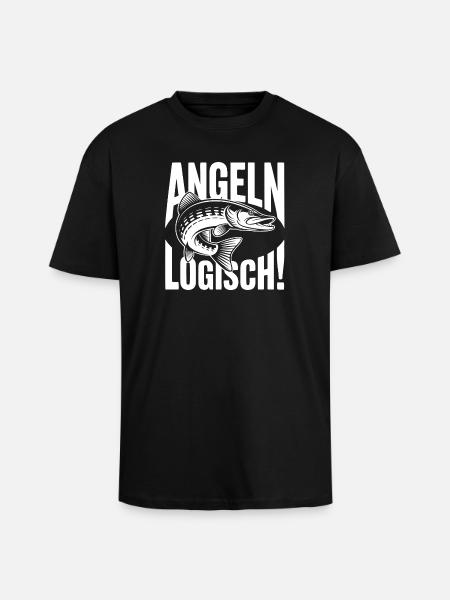 Angeln Logisch - Oversized Heavyweight Unisex T-Shirt - Schwarz