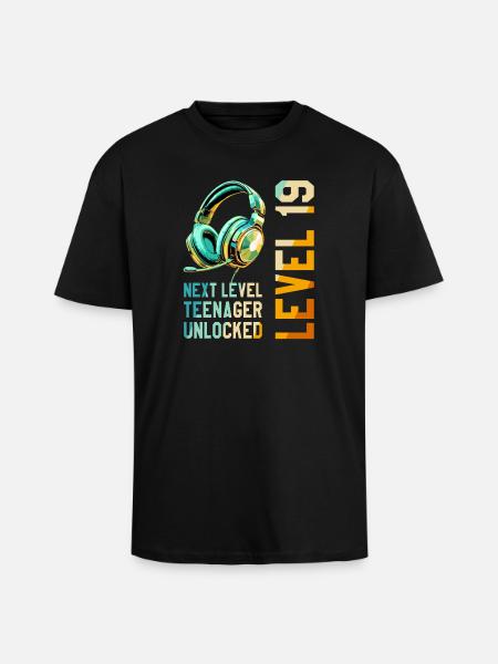 19-års fødselsdag dreng pige teenager niveau 19 - Unisex oversized heavyweight t-shirt - sort