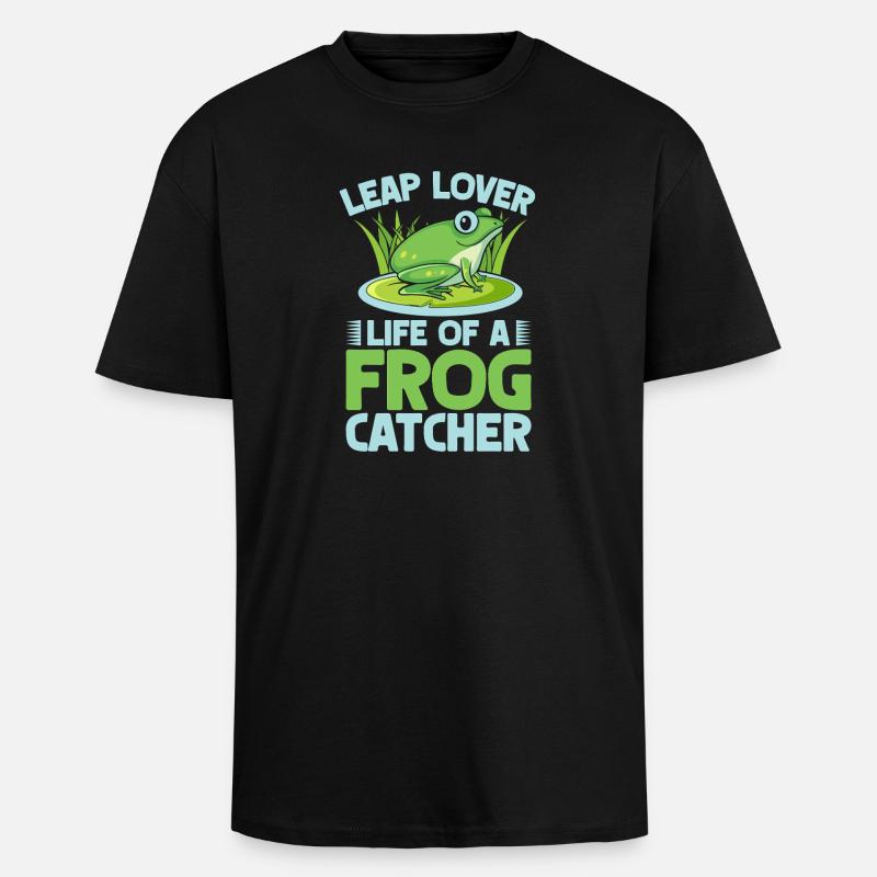 Frog Catcher Leap Lover Frog - Oversized Heavyweight Unisex T-Shirt - Schwarz