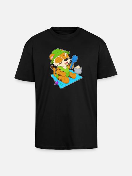 Tiger Beach Sand Summer - Unisex Oversized Heavyweight T-shirt - black
