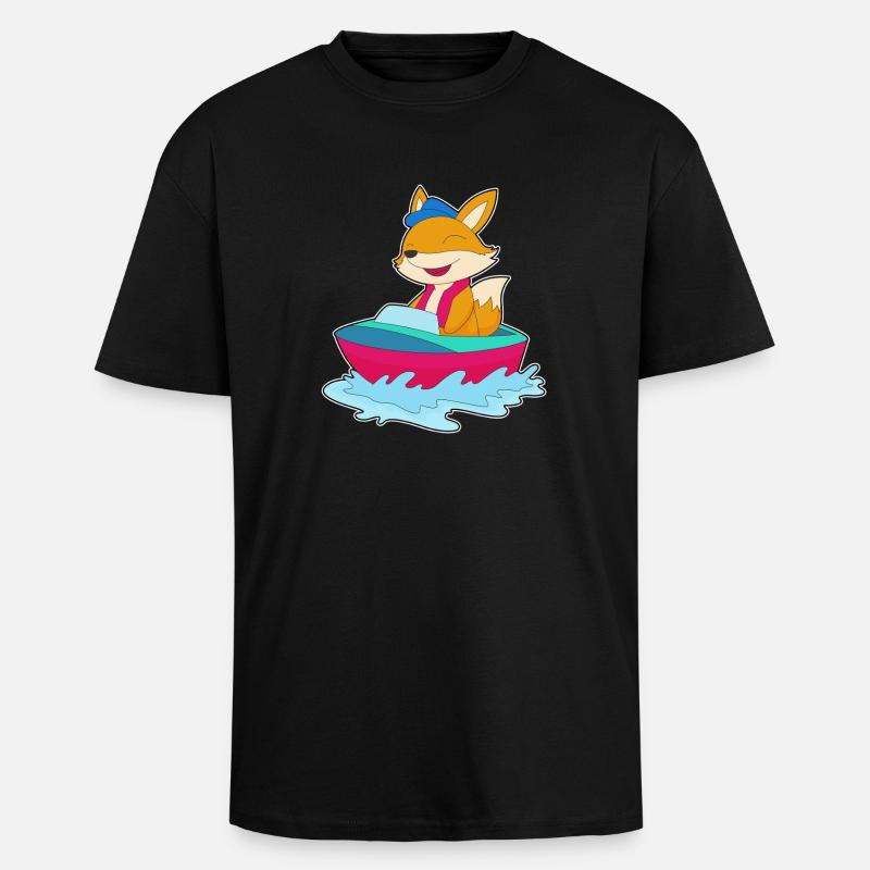 Fuchs kleines Boot - Oversized Heavyweight Unisex T-Shirt - Schwarz