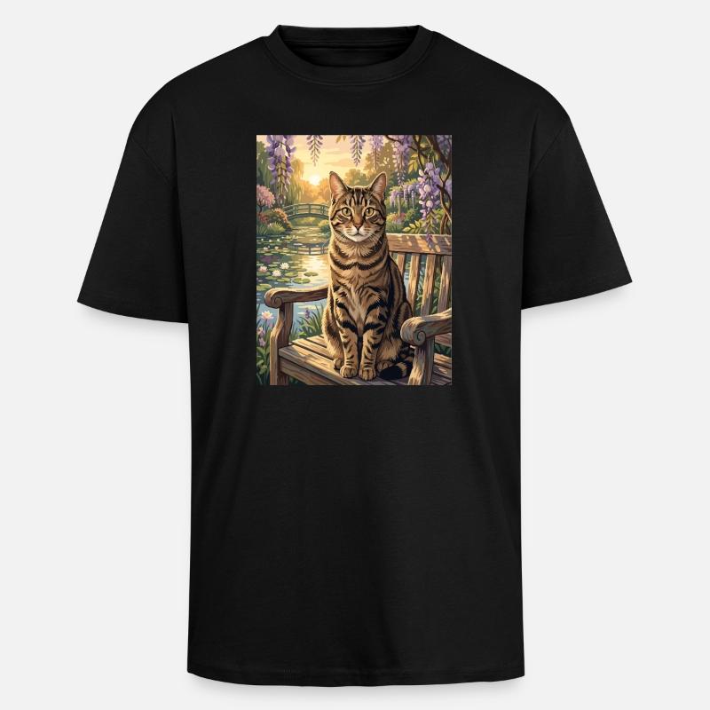 Tigerkette im ruhigen Blaubaumgarten - Oversized Heavyweight Unisex T-Shirt - Schwarz
