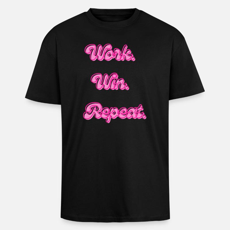 Work Win Repeats Retro Neon - Unisex Oversized Heavyweight T-shirt - black