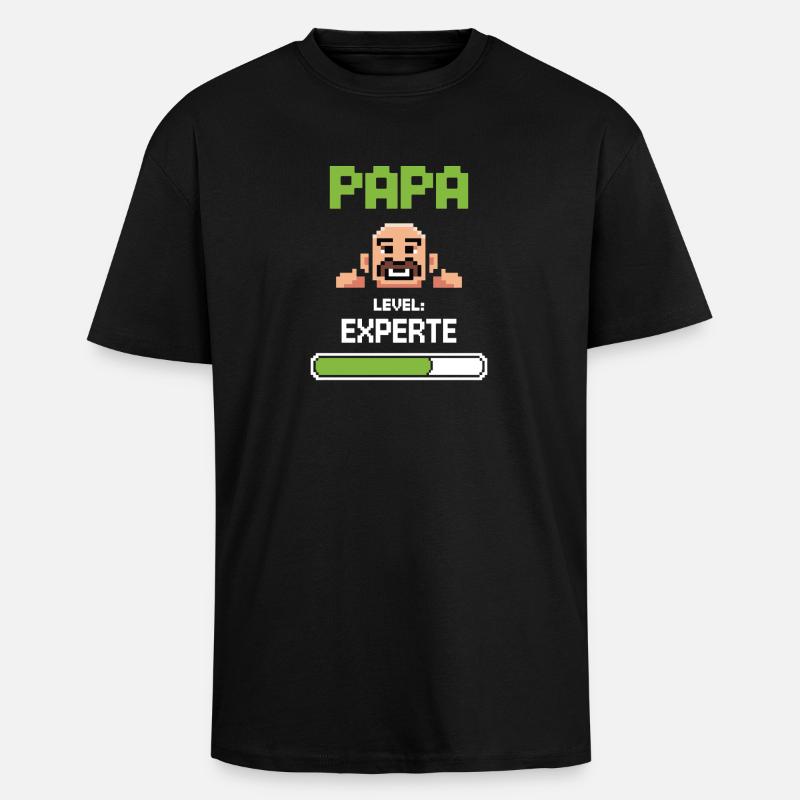 Gamer Papa Level Experte Design - Oversized Heavyweight Unisex T-Shirt - Schwarz