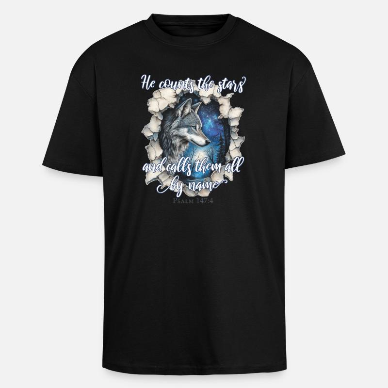 Citation chrétienne de Wolf - T-shirt unisexe oversize épais - noir