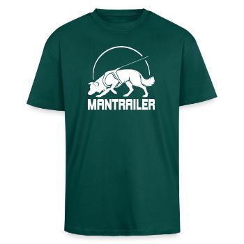 Chien de recherche BORDER Collie MANTRAILER - T-shirt unisexe oversize épais - hunter green - Devant - Alina (178cm) & Michal (187cm)