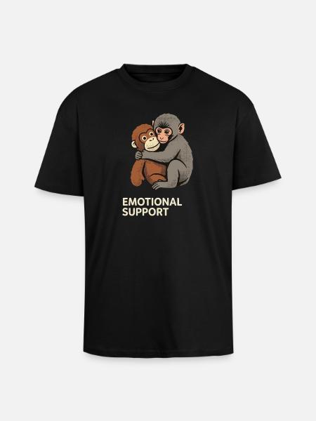Emotional Support Baby Monkey Punch - Unisex Oversized Heavyweight T-shirt - black