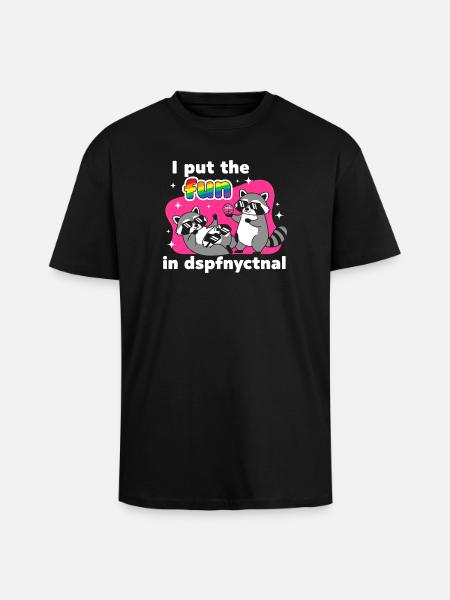 Disco Raccoons: Rainbow Fun - Unisex Oversized Heavyweight T-shirt - black