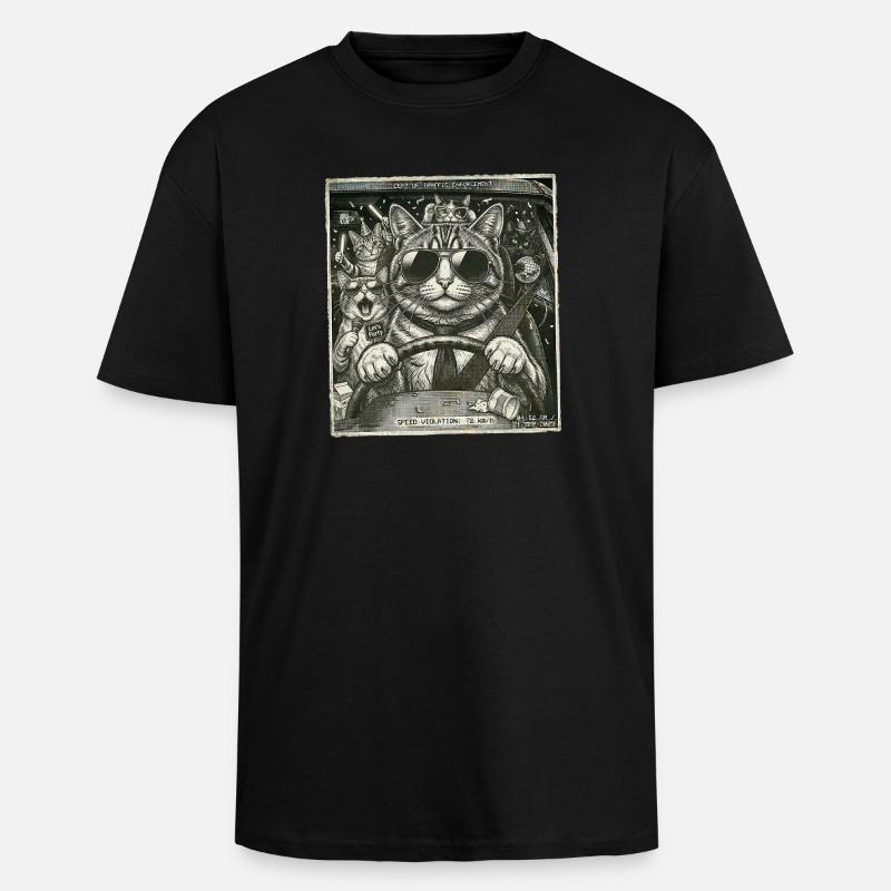 Cat flashed - Unisex Oversized Heavyweight T-shirt - black