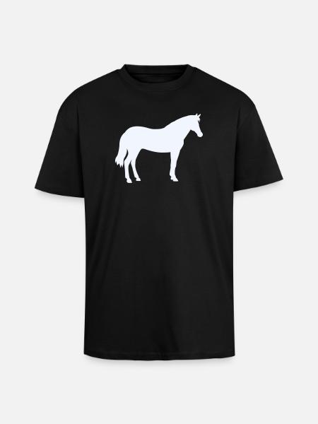 Pferdesilhouette in Milchweiß - Oversized Heavyweight Unisex T-Shirt - Schwarz