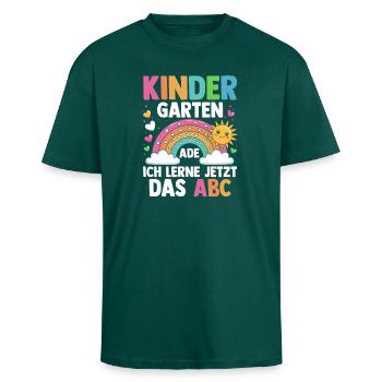 Kindergarten Ade Ich Lerne Jetzt Das ABC - Oversized Heavyweight Unisex T-Shirt - hunter Green - Vorne - Alina (178cm) & Michal (187cm)