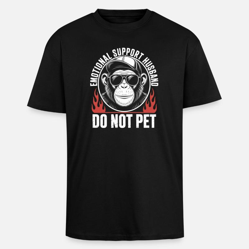 Emotional Support Husband Monkey - Unisex Oversized Heavyweight T-shirt - black