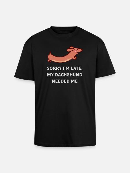 Dachshund Delay - Unisex Oversized Heavyweight T-shirt - black