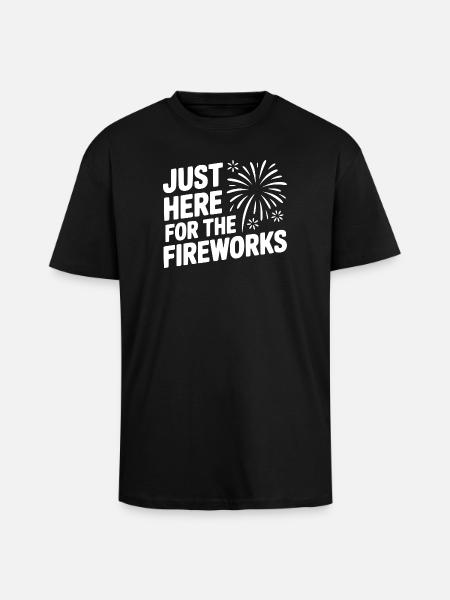 Juste ici pour les feux d’artifice - T-shirt unisexe oversize épais - noir
