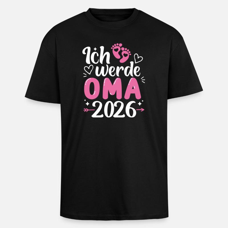 Ich werde Oma 2026  - Oversized Heavyweight Unisex T-Shirt - Schwarz