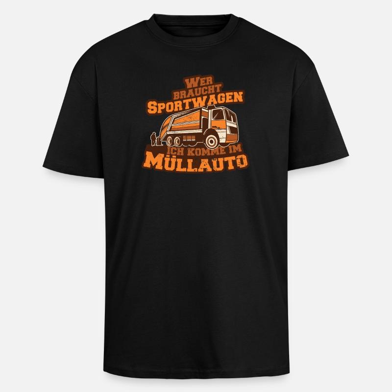 Müllauto Spruch - Oversized Heavyweight Unisex T-Shirt - Schwarz