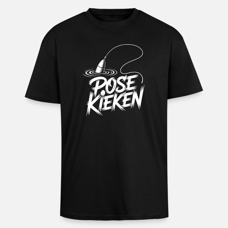 Angler Pose Design - Oversized Heavyweight Unisex T-Shirt - Schwarz