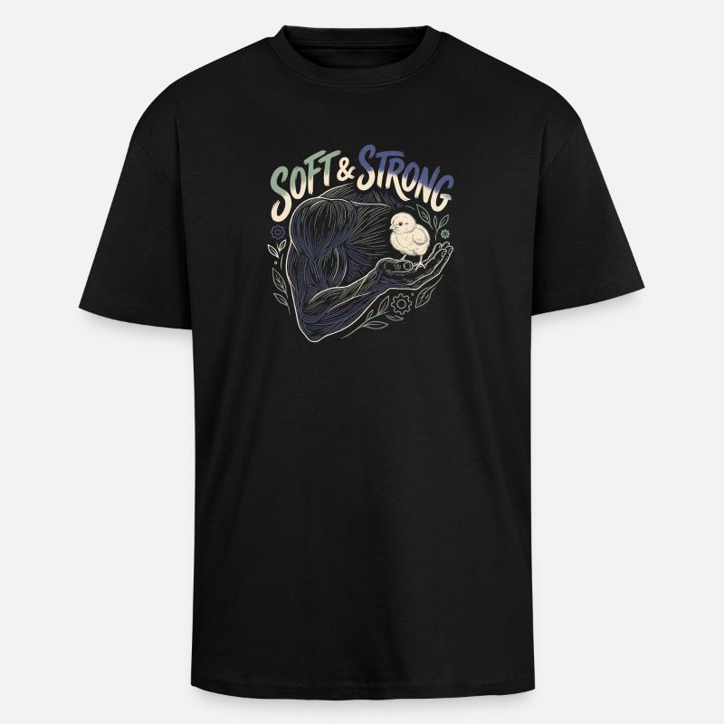 Soft And Strong Men - Unisex Oversized Heavyweight T-shirt - black