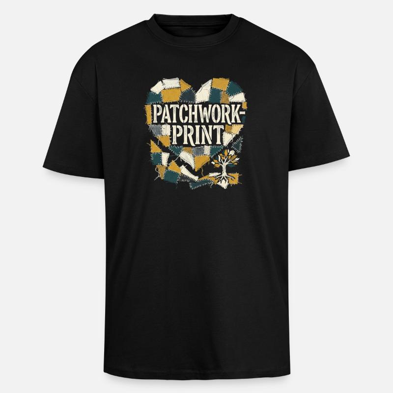 Patchwork Print - Unisex Oversized Heavyweight T-shirt - black