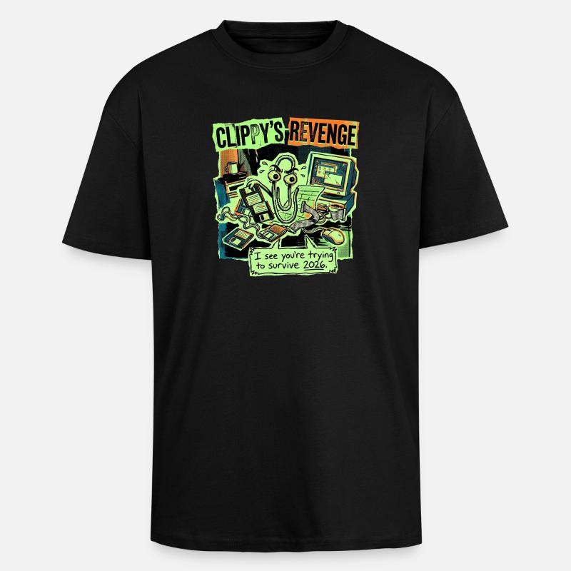 Revanche Clippy - T-shirt unisexe oversize épais - noir