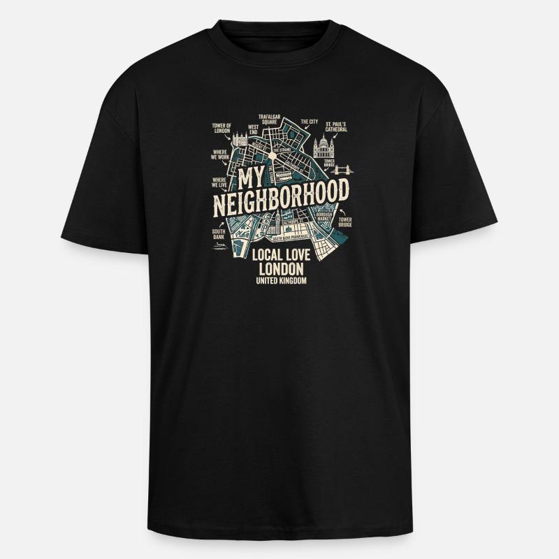 Londres : mon quartier - T-shirt unisexe oversize épais - noir