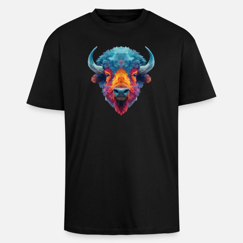 Bison - T-shirt unisexe oversize épais - noir