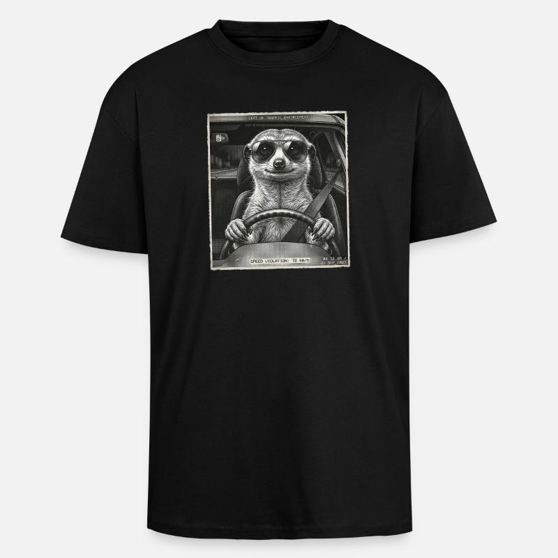 Erdmännchen Geblitzt - Oversized Heavyweight Unisex T-Shirt - Schwarz