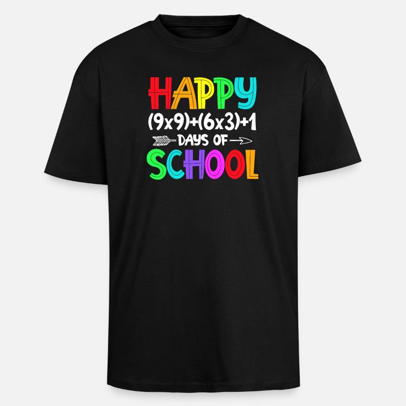 Rainbow Happy Back-to-School - Unisex Oversized Heavyweight T-shirt - black