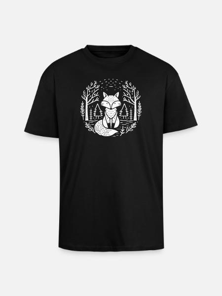 Fuchs im Wald Kreis Illustration - Oversized Heavyweight Unisex T-Shirt - Schwarz