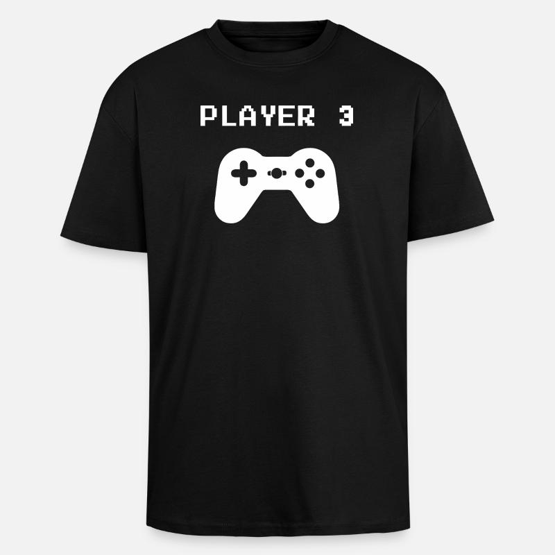 Retro Pixel Controller - Unisex Oversized Heavyweight T-shirt - black