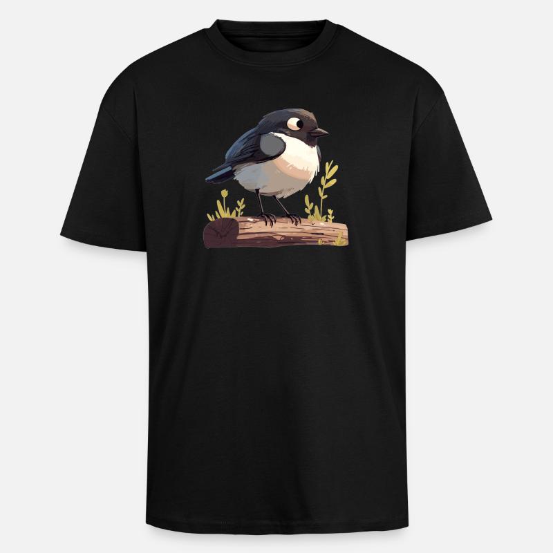 Elstern Elster - Oversized Heavyweight Unisex T-Shirt - Schwarz