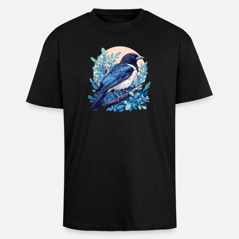 Elstern Elster - Oversized Heavyweight Unisex T-Shirt - Schwarz