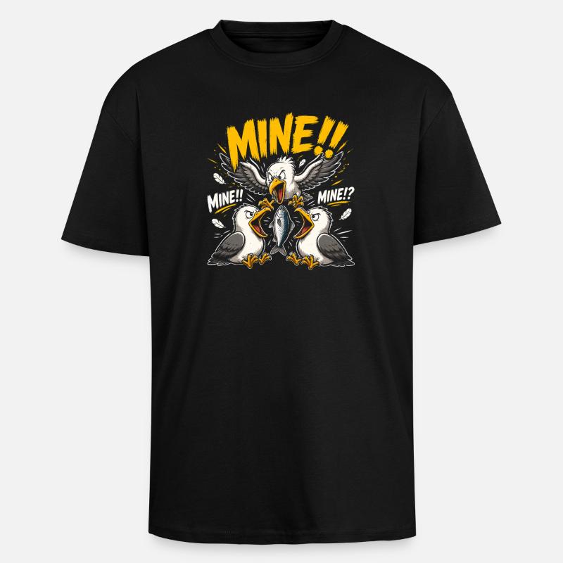 Möwenraub am Meer - Oversized Heavyweight Unisex T-Shirt - Schwarz