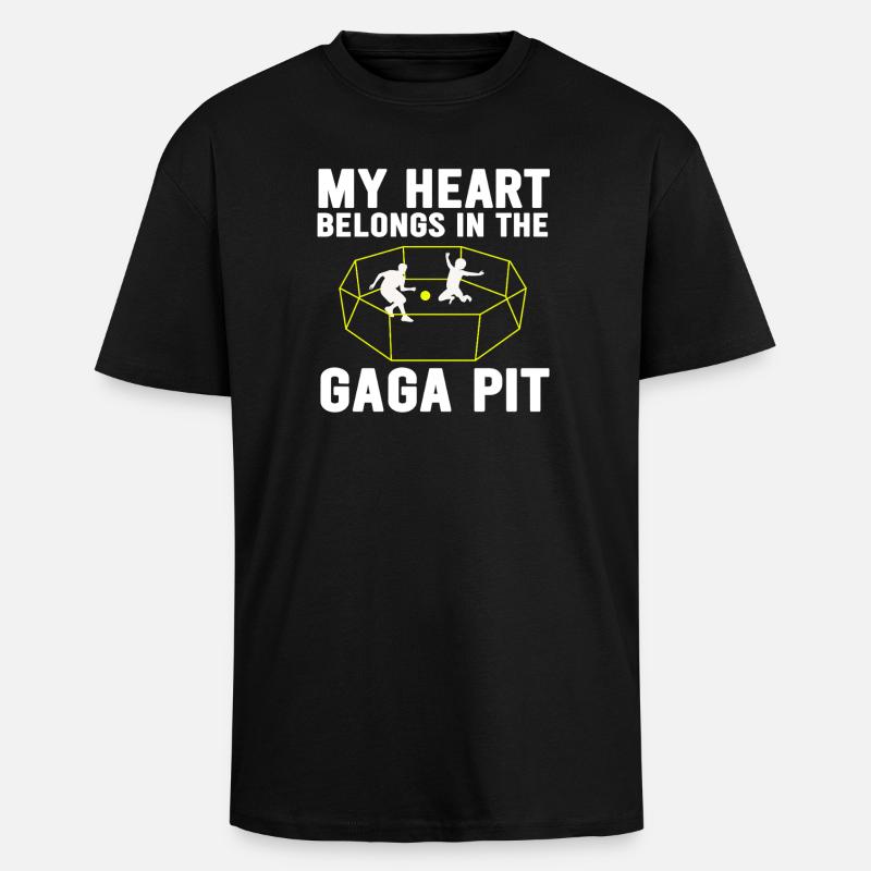 Gaga Pit Heart Tee - Unisex Oversized Heavyweight T-shirt - black