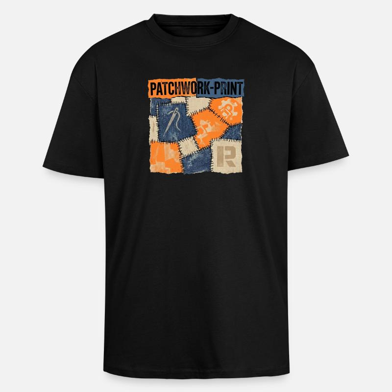 Patchwork Recycling - Unisex Oversized Heavyweight T-shirt - black