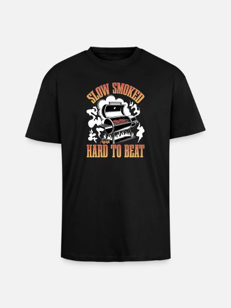 BBQ Grilling Meat Smoking Barbecue - Unisex Oversized Heavyweight T-shirt - black