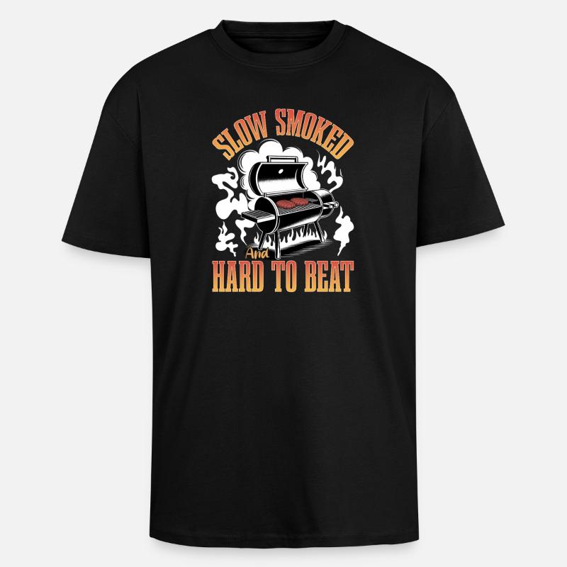 BBQ Grilling Meat Smoking Barbecue - Unisex Oversized Heavyweight T-shirt - black