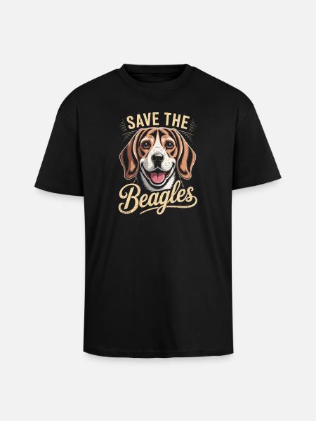 Save the Beagles - Unisex Oversized Heavyweight T-shirt - black