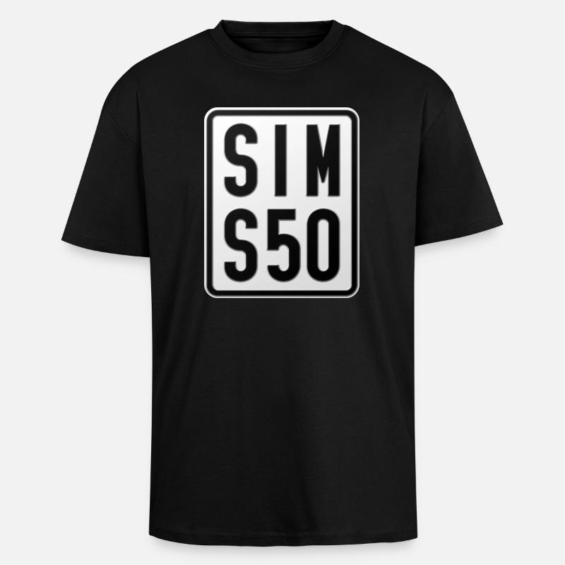 Simson S50 Moped Kennzeichen - Oversized Heavyweight Unisex T-Shirt - Schwarz