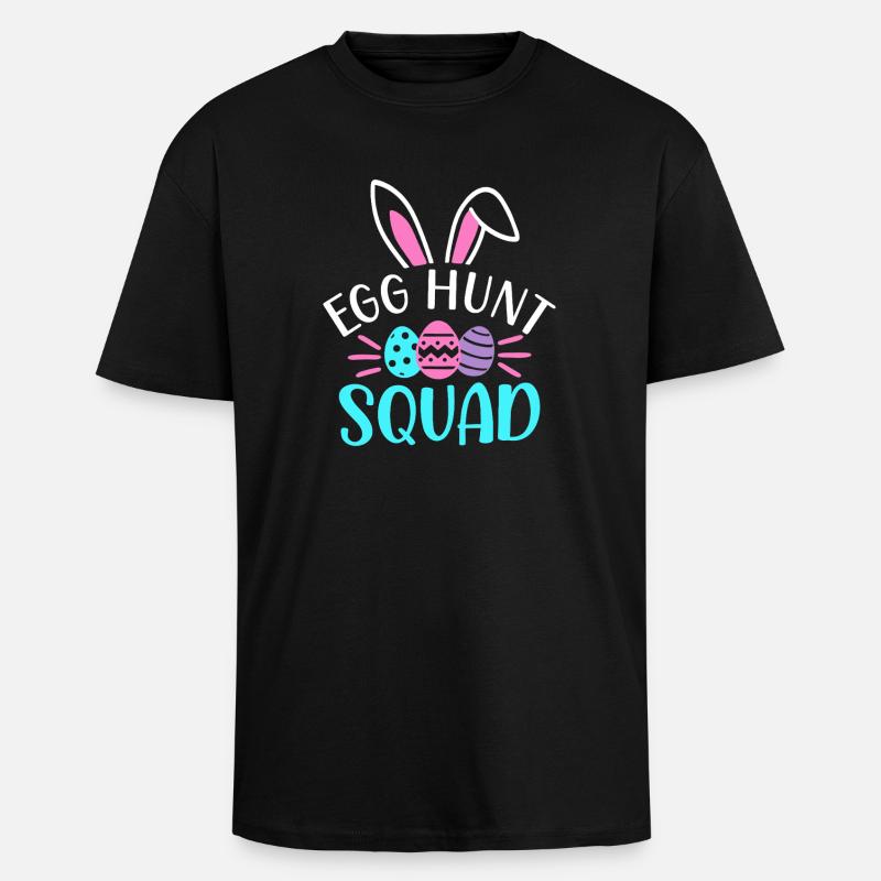 Escouade de chasse aux œufs - T-shirt unisexe oversize épais - noir