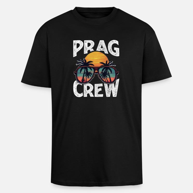 Prag Crew - Oversized Heavyweight Unisex T-Shirt - Schwarz