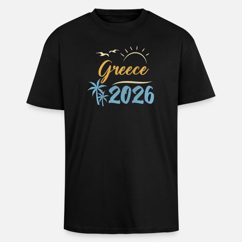 Grèce 2026 - T-shirt unisexe oversize épais - noir