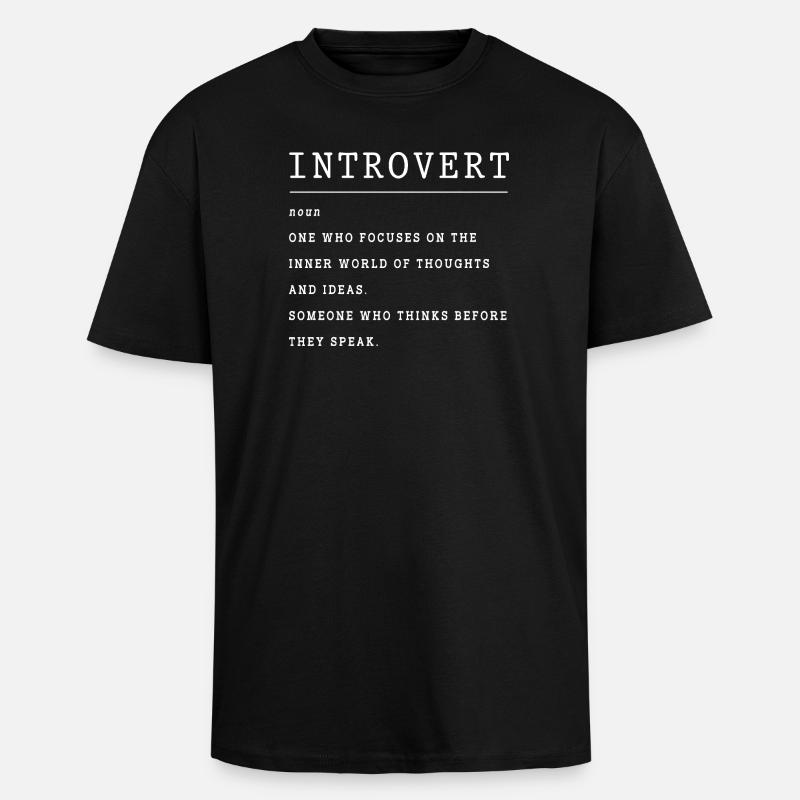 Introvert, anxiety, anxious, scaredy-cat - Unisex Oversized Heavyweight T-shirt - black