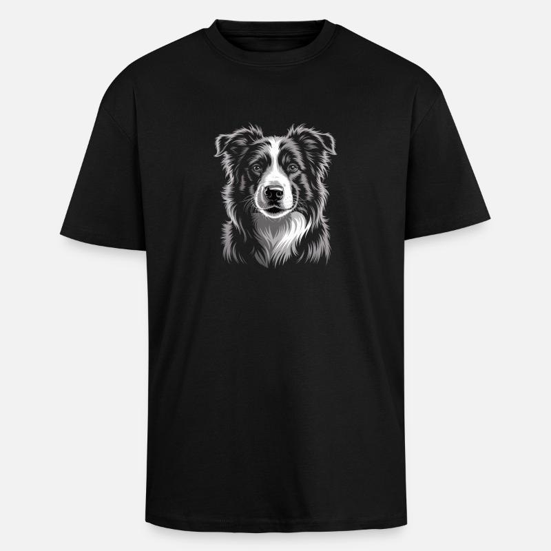 Boder Collie - Oversized Heavyweight Unisex T-Shirt - Schwarz